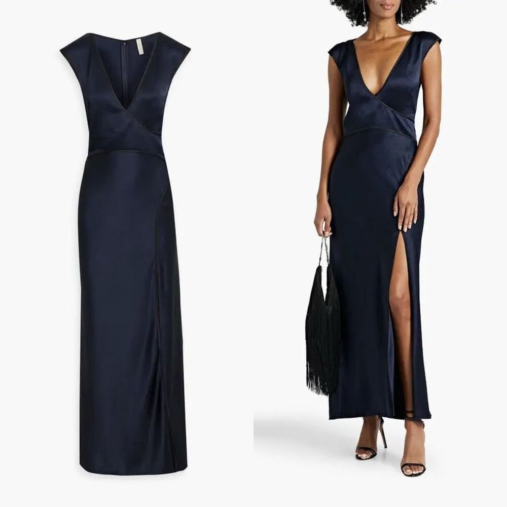 BEC & BRIDGE Satin Crepe Wrap Maxi Dress Size 2 $380
